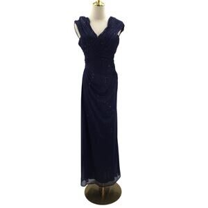 AW BRIDAL 10 L navy blue wedding guest formal bridesmaid party maxi dress b168